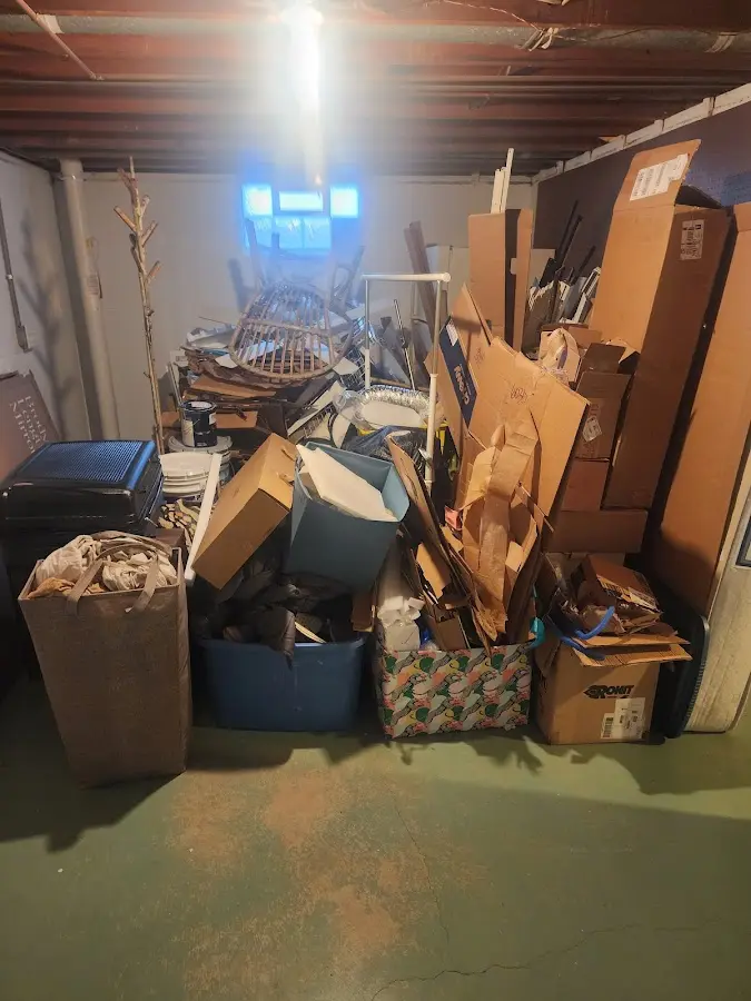 Roll-off dumpster container at job site for 4 Yard Dumpster Rental in Lafayette